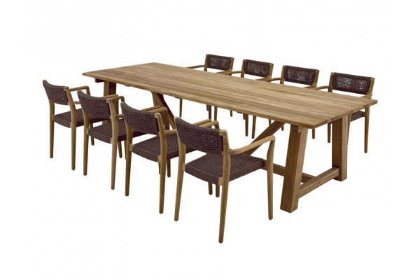 Hercules Tonka Teak havemøbelsæt m/8 stole – 100×290 cm Hercules Tonka Teak havemøbelsæt m/8 stole – 100×290 cm