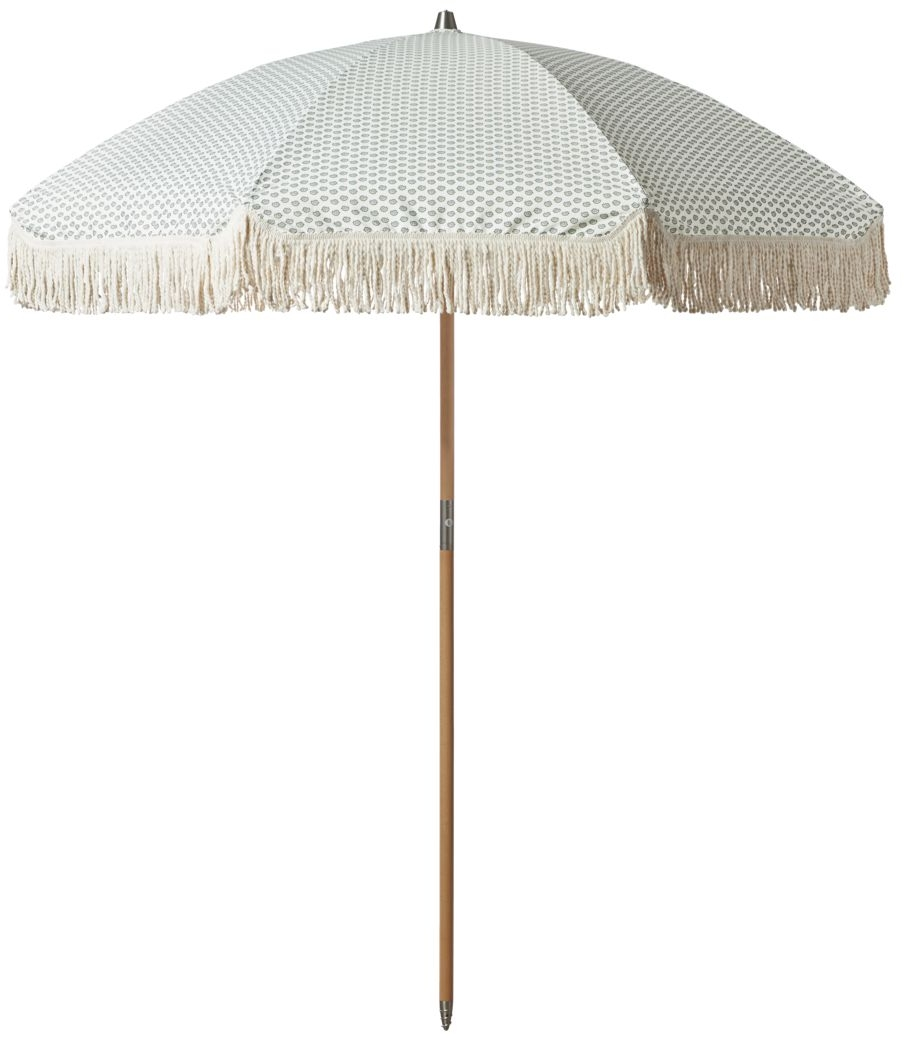 Parasol House Doctor Umbra, have/udendørs, grøn/hvid, polyester & bøgetræ, Ø200 Parasol House Doctor Umbra, have/udendørs, grøn/hvid, polyester & bøgetræ, Ø200
