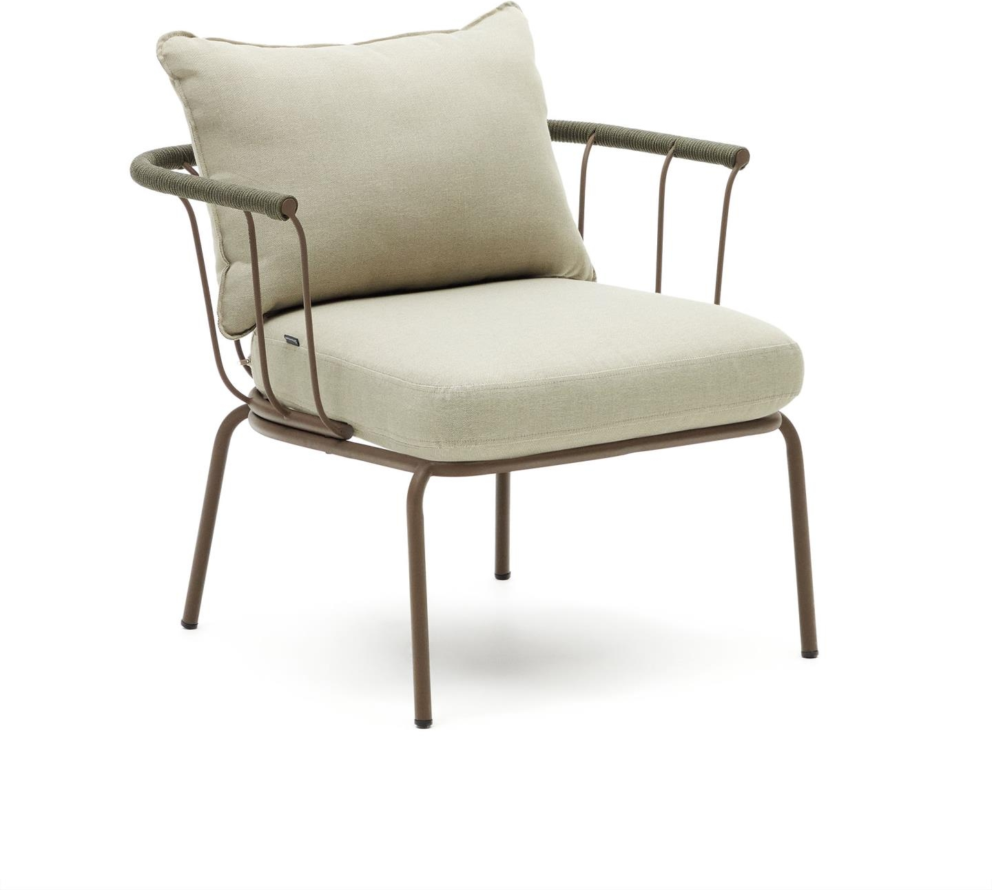 Udendørs lænestol/havestol Kave Home Salguer galvaniseret stål snoredetalje pude H64 B70 D77 cm brun Udendørs lænestol/havestol Kave Home Salguer galvaniseret stål snoredetalje pude H64 B70 D77 cm brun
