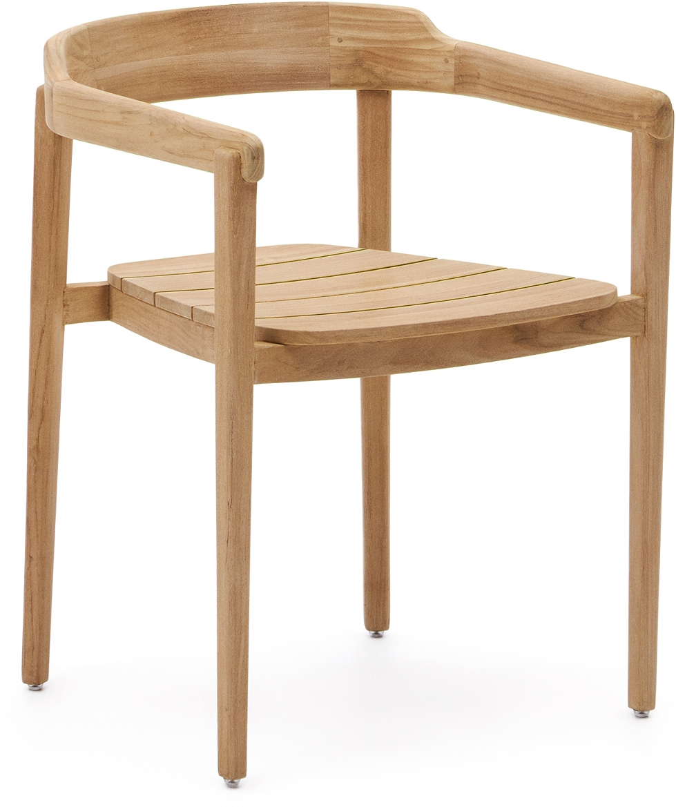 Udendørs spisebordsstol Kave Home Icaro i teak m. rund ryg & armlæn – stabelbar FSC rustik kolonial havestol Udendørs spisebordsstol Kave Home Icaro i teak m. rund ryg & armlæn – stabelbar FSC rustik kolonial havestol