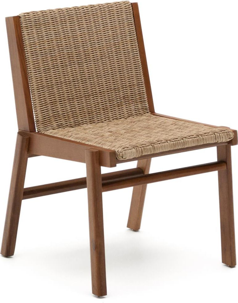 Udendørs spisebordsstol Kave Home Itani rustik havestol i akacietræ og syntetisk rattan brun Udendørs spisebordsstol Kave Home Itani rustik havestol i akacietræ og syntetisk rattan brun