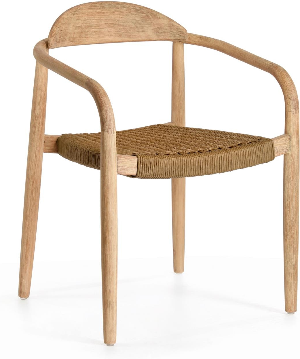 Udendørs spisebordsstol Kave Home Nina havestol i massivt eukalyptustræ med 4-lags PU-beskyttelse og UV-stabil polyester, brun/natur Udendørs spisebordsstol Kave Home Nina havestol i massivt eukalyptustræ med 4-lags PU-beskyttelse og UV-stabil polyester, brun/natur