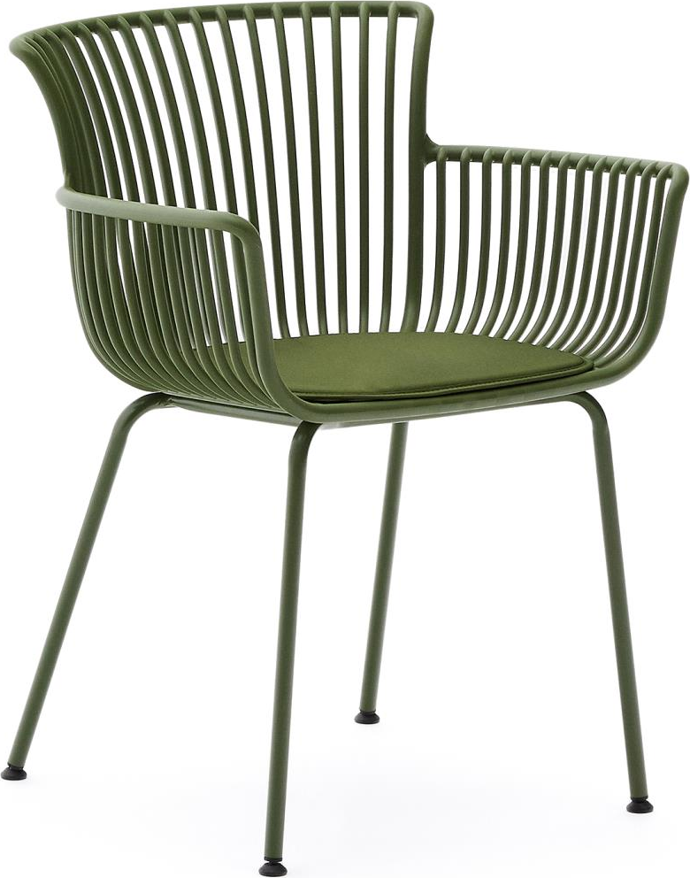 Udendørs spisebordsstol Kave Home Surpika med armlæn mørkegrøn polypropylen/stål H80xB59xD55 cm Udendørs spisebordsstol Kave Home Surpika med armlæn mørkegrøn polypropylen/stål H80xB59xD55 cm