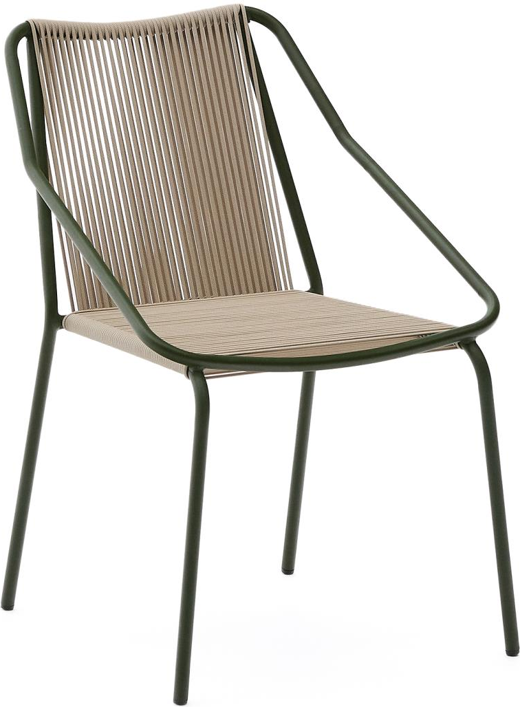 Udendørs spisebordsstol Kave Home Zivia ecru galvaniseret stål håndvævet syntetisk flet stabelbar 81x54x65 cm Udendørs spisebordsstol Kave Home Zivia ecru galvaniseret stål håndvævet syntetisk flet stabelbar 81x54x65 cm