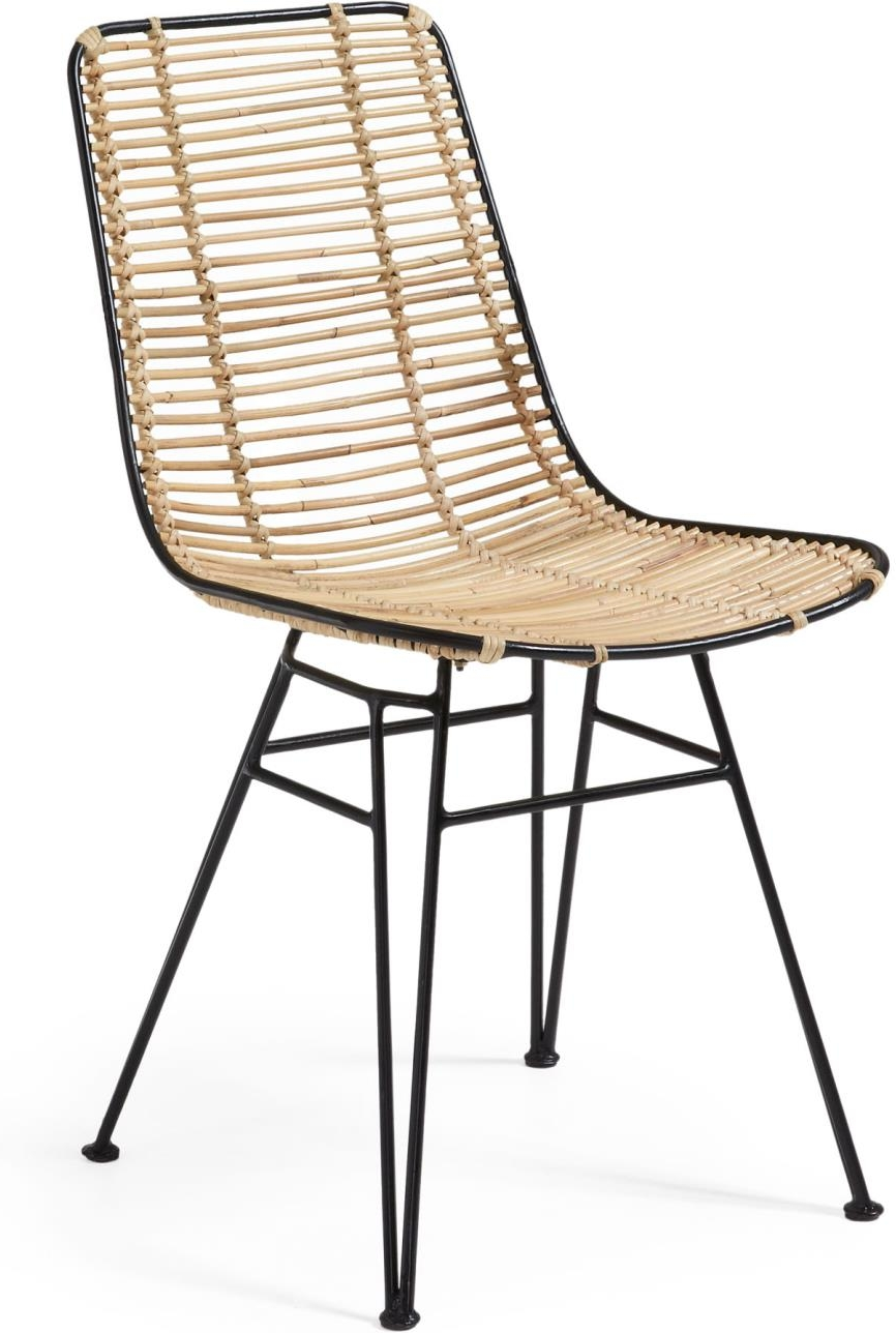 Udendørs spisestol Kave Home Tishana, håndflettet rattan havestol natur/sort Udendørs spisestol Kave Home Tishana, håndflettet rattan havestol natur/sort