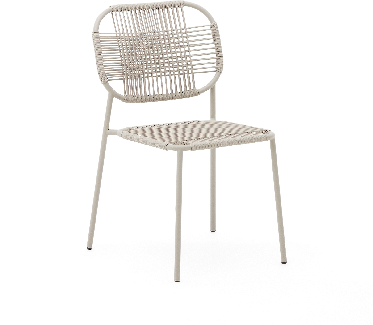 Udendørs stabelbar fletstol Kave Home Talaier ecru syntetisk rattan & galvaniseret stål H84 x B51 x D58 cm Udendørs stabelbar fletstol Kave Home Talaier ecru syntetisk rattan & galvaniseret stål H84 x B51 x D58 cm